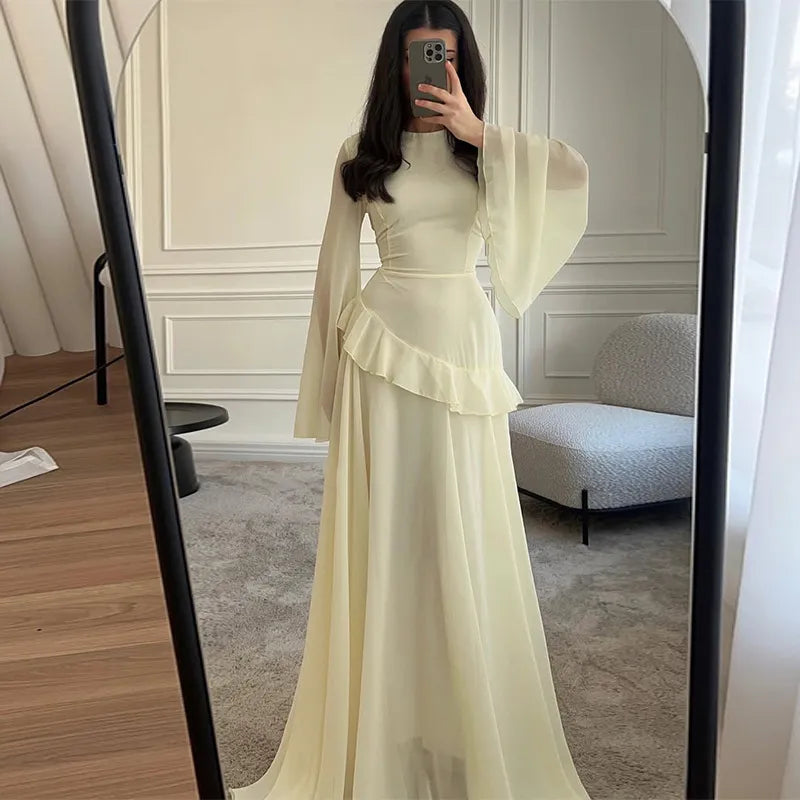 Robe Femme Col Rond Moulante Manches Longues – Tombé Fluide