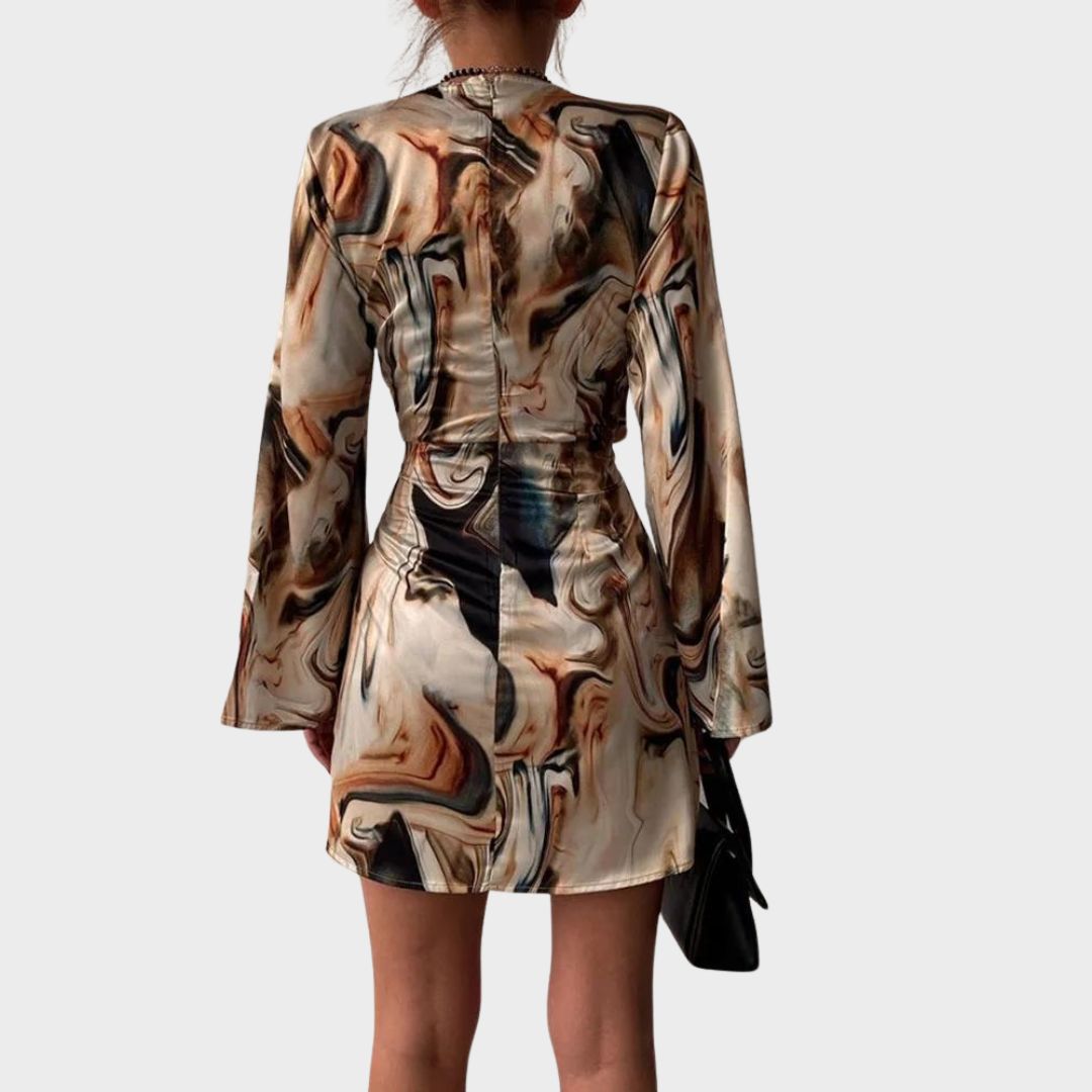 Robe Midi Femme en tissu léger, manches longues, coupe confortable – Menvelo