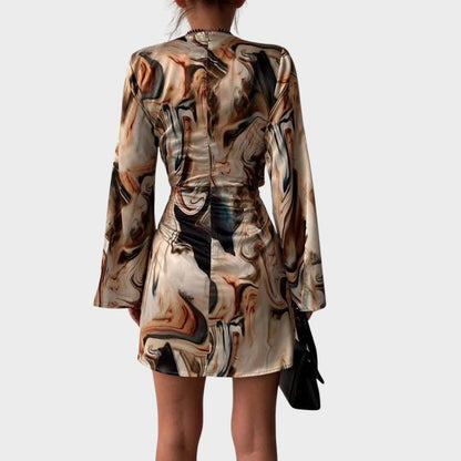 Robe Midi Femme en tissu léger, manches longues, coupe confortable – Menvelo