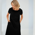 Robe Midi Décontractée en Lin Mélangé pour Femme – Coupe Ample Silhouette Fluide