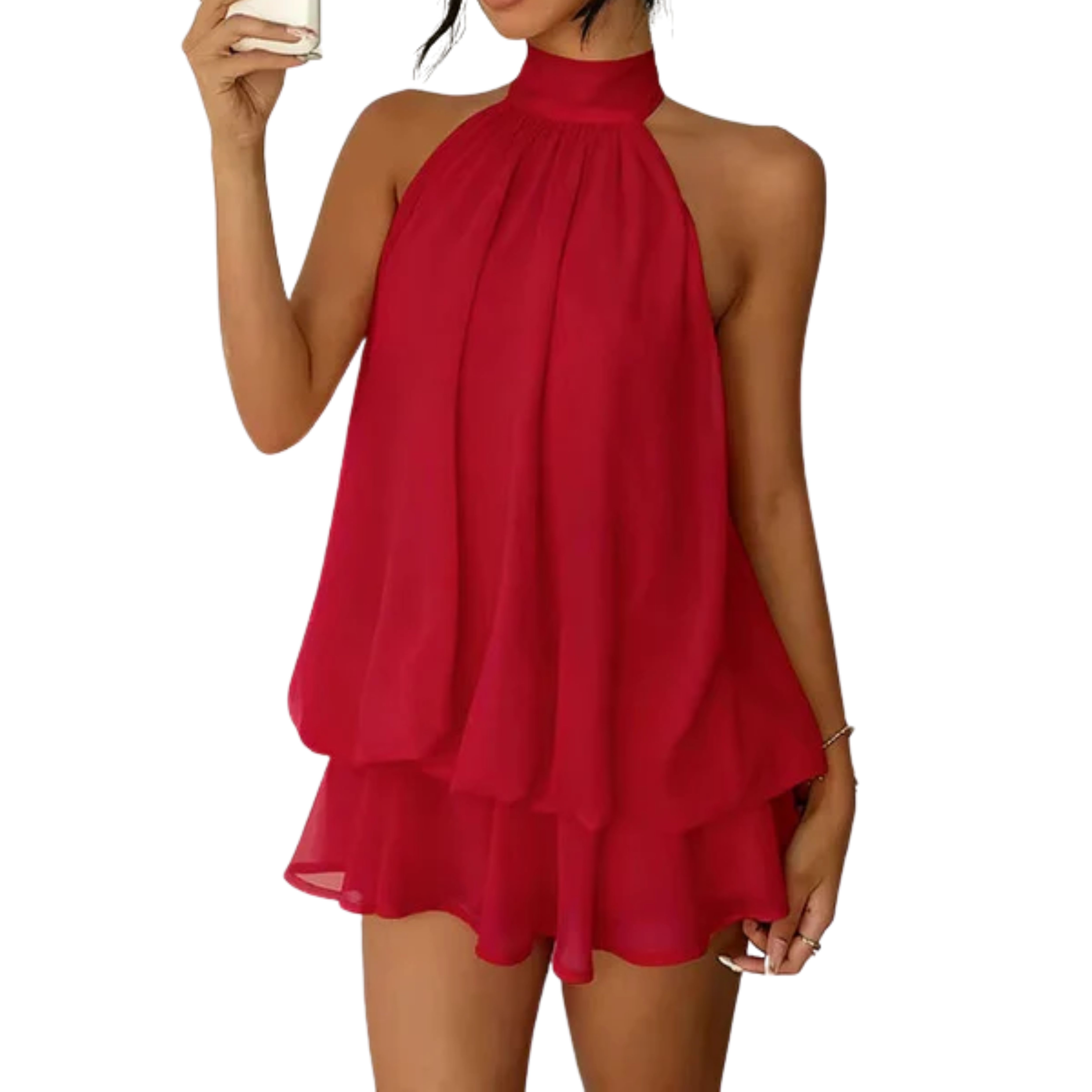 Robe Mini Femme en tissu léger, dos nu, coupe fluide – Menvelo