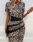 Robe Femme Imprimé Léopard Moulante Midi – Encolure Découpe