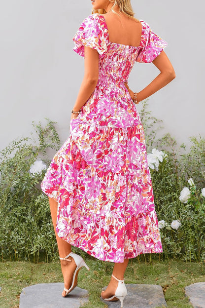 Robe Midi Femme en tissu léger, à volants, coupe ample – Menvelo