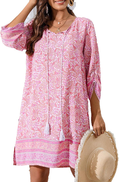 Robe Mini Femme en tissu léger, fleurie, coupe fluide – Menvelo