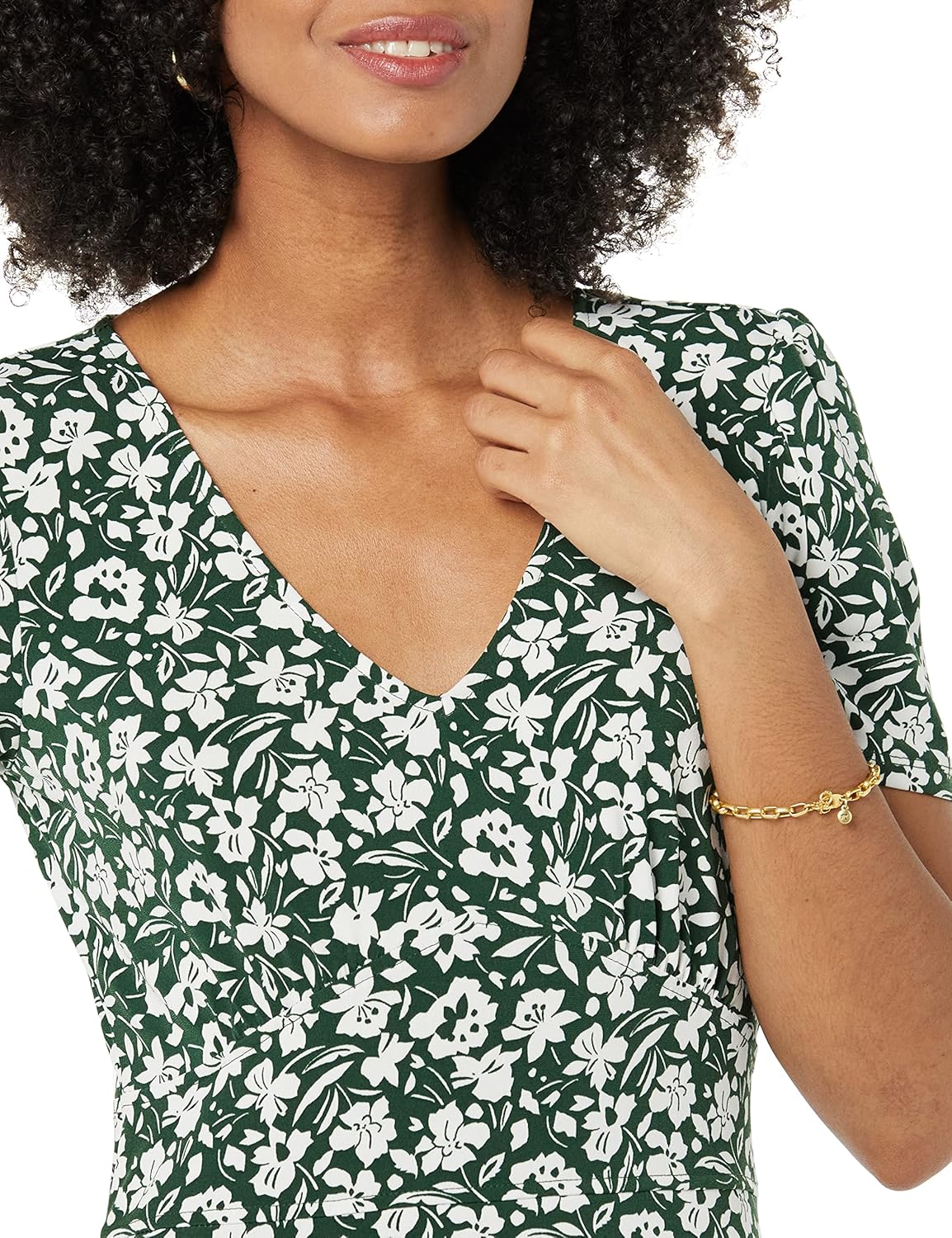 Robe Midi Femme en tissu léger, col V, coupe fluide – Menvelo