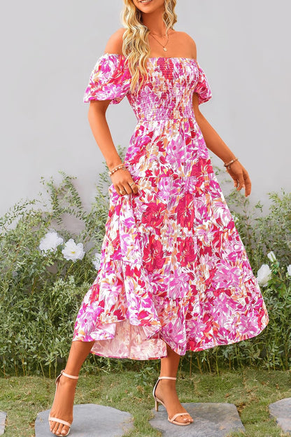 Robe Midi Femme en tissu léger, à volants, coupe ample – Menvelo