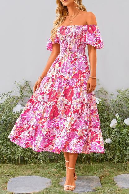 Robe Midi Femme en tissu léger, à volants, coupe ample – Menvelo