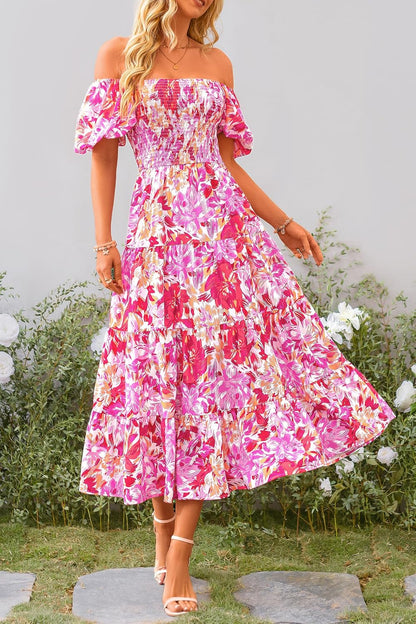 Robe Midi Femme en tissu léger, à volants, coupe ample – Menvelo