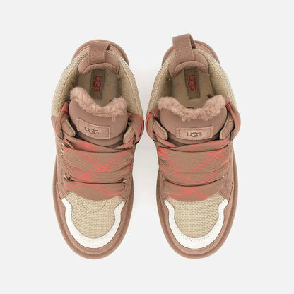 UGG Lowmel Rocky Oak baskets femme en daim et textile recyclé marron chêne, vue arrière