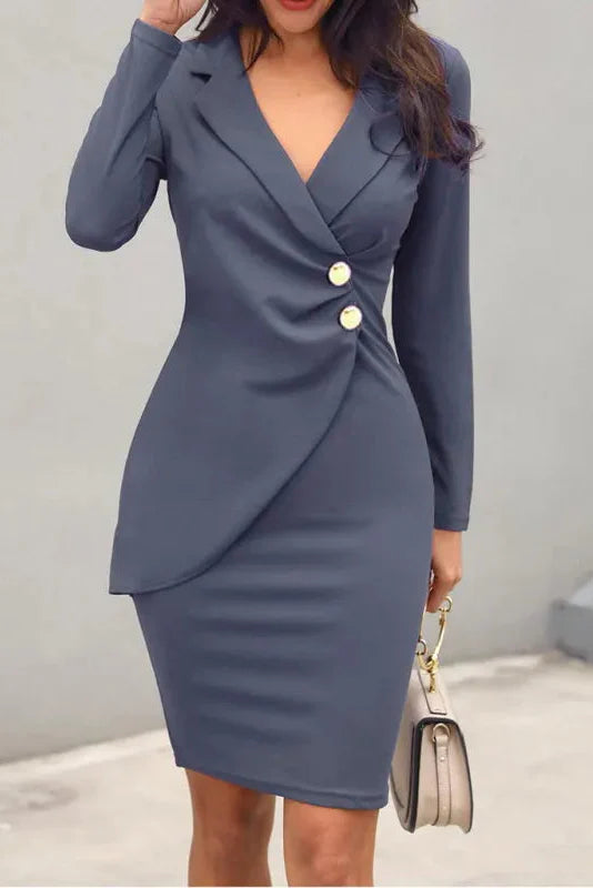 Robe Pull Femme en maille, col V, coupe moulante – Menvelo