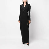 Robe Longue Femme Style Blazer – Col Cranté Croisé Coupe Colonne
