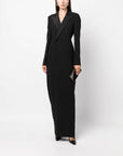 Robe Longue Femme Style Blazer – Col Cranté Croisé Coupe Colonne