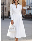 Robe Longue Femme Col V – Coupe Gainante et Affinante