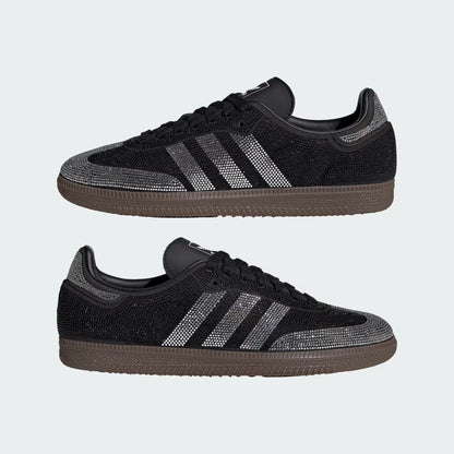 Sneakers basses Adidas Samba OG rhinestone black silver swarovski unisexe