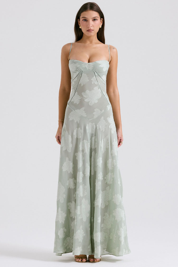 Robe Longue Femme Chiffon – Dos Nu Lacets Coupe Ajustée