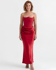 Robe Longue Femme Bustier Moulante – Fronces Structurées