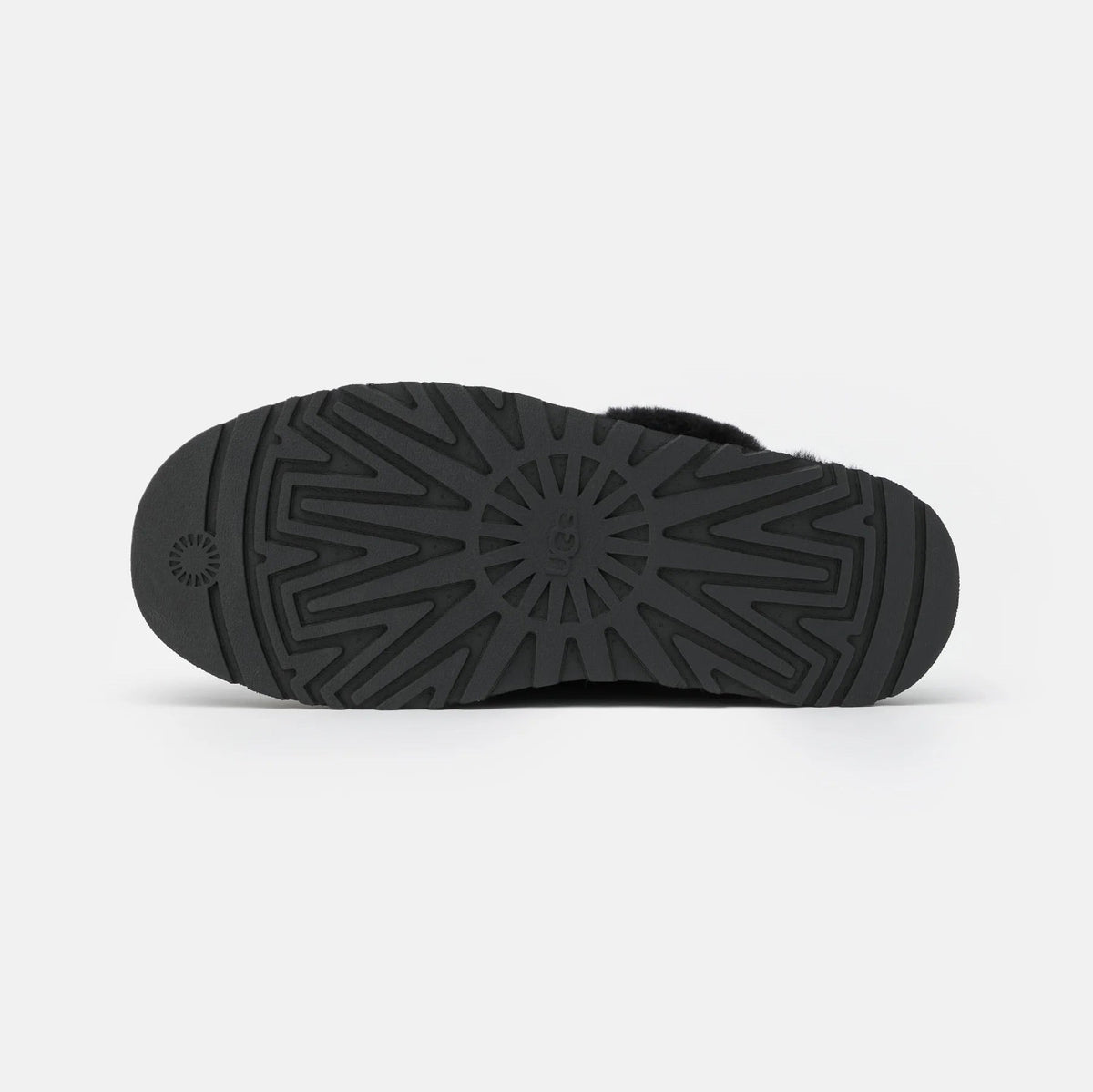 UGG Disquette Black sabots fourrés femme en daim et peau de mouton noir, détail intérieur