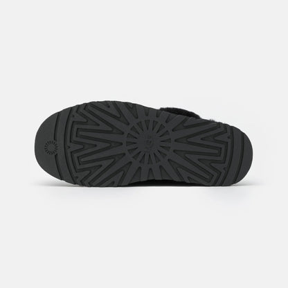 UGG Disquette Black sabots fourrés femme en daim et peau de mouton noir, détail intérieur