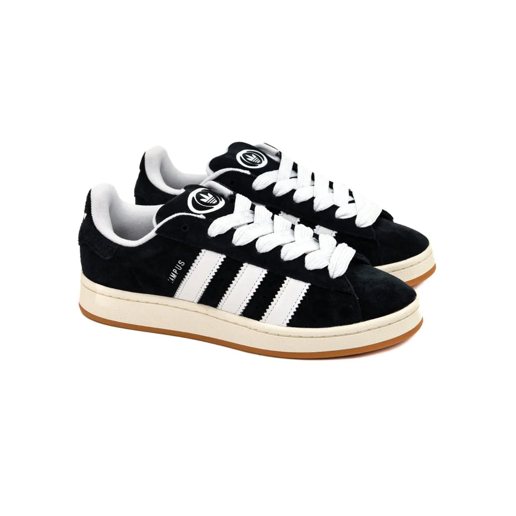 Adidas Campus 00s Black baskets basses enfant en daim noir, vue de face