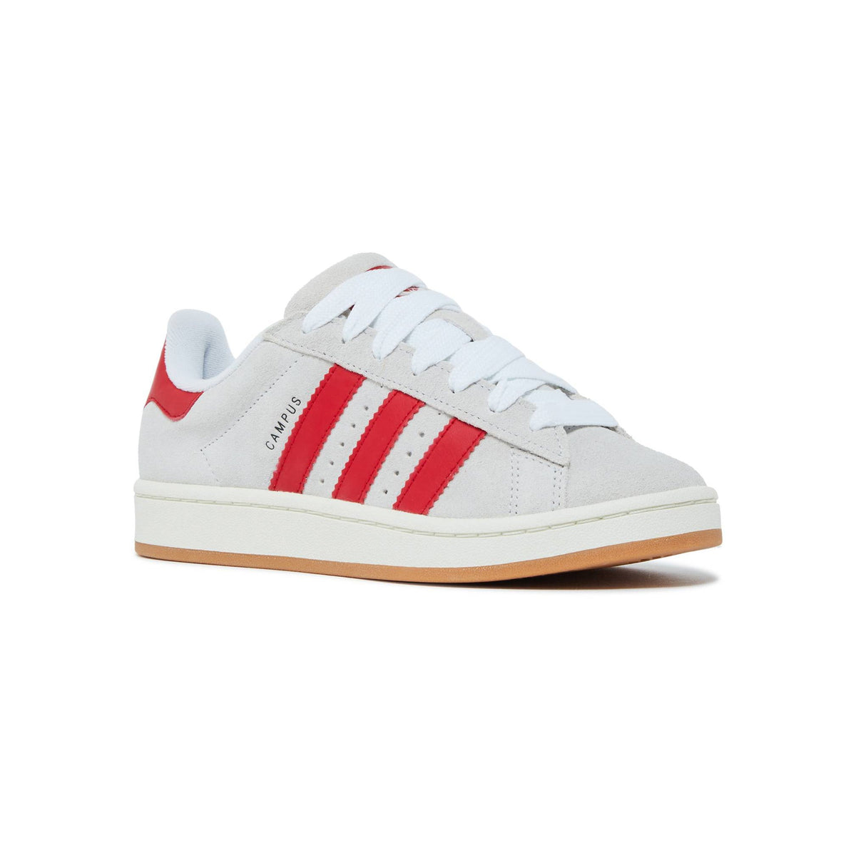 Adidas Campus 00s Grey Red baskets basses enfant en daim gris rouge, vue de face