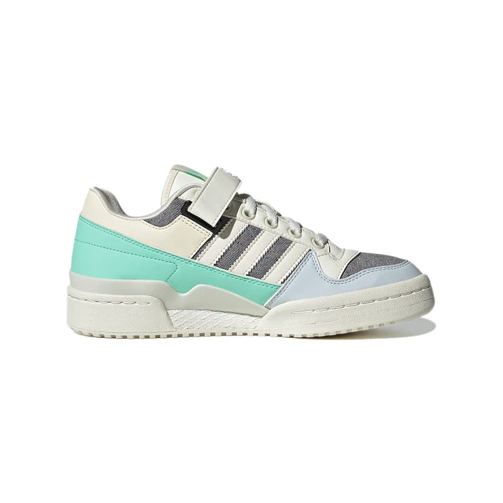 Adidas Forum Low Off White Wonder baskets basses homme et femme en cuir blanc cassé blanc, vue de profil
