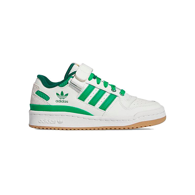 Adidas Forum Low Green baskets basses enfant en cuir vert, vue de profil