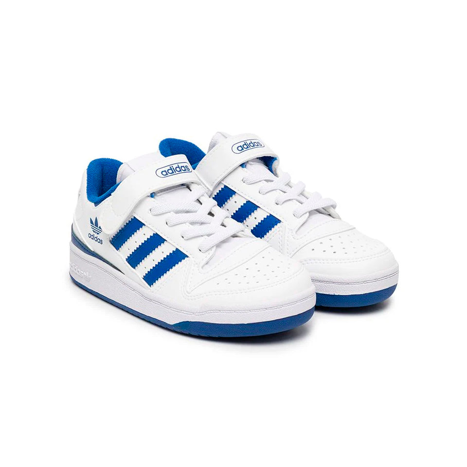 Adidas Forum Low Royal Blue baskets basses enfant en cuir bleu, vue de face