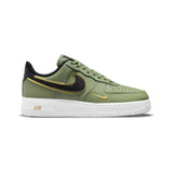 Nike Air Force 1 Low Double Swoosh Olive Gold Black, Baskets Basses Unisexe Cuir