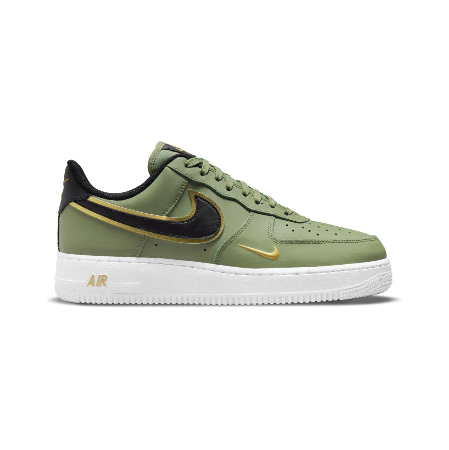 Nike Air Force 1 Low Double Swoosh Olive Gold Black, Baskets Basses Unisexe Cuir – photo 1