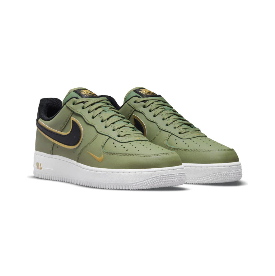 Nike Air Force 1 Low Double Swoosh Olive Gold Black, Baskets Basses Unisexe Cuir – photo 2