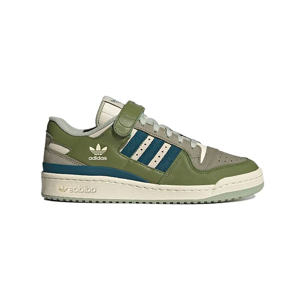 Adidas Forum Low Great Outdoors Tech Olive baskets basses homme et femme en cuir kaki, vue de profil