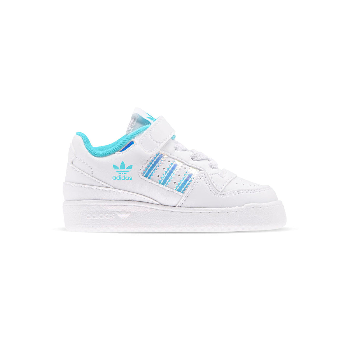 Adidas Forum Low Iridescent baskets basses enfant en cuir irisé, vue de profil