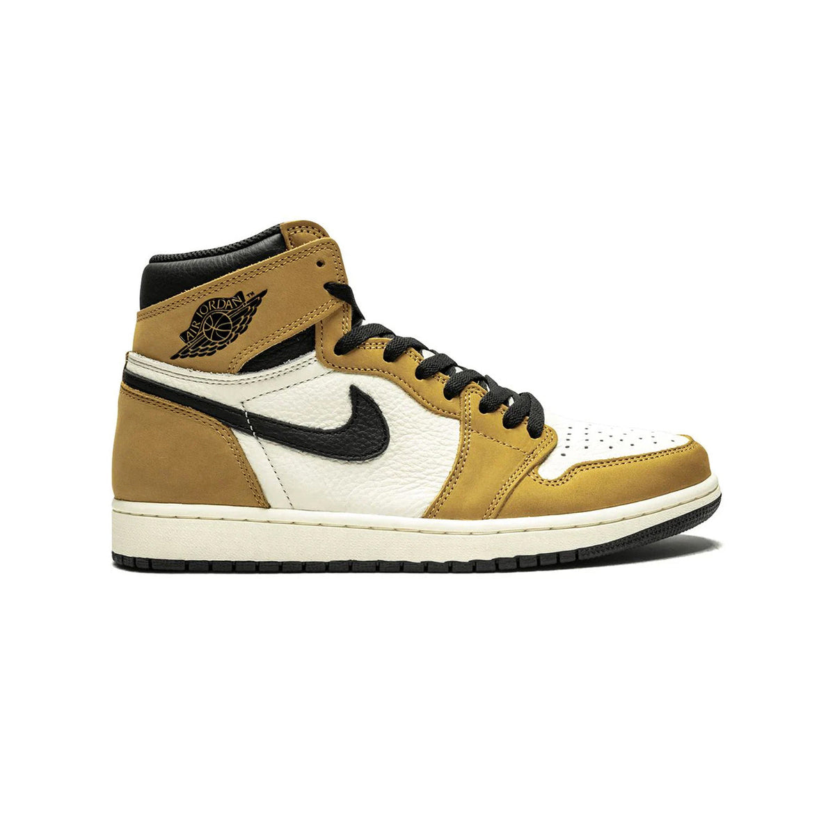 Air Jordan 1 High Rookie Of The Year baskets montantes homme et femme en cuir noir blanc, vue de profil