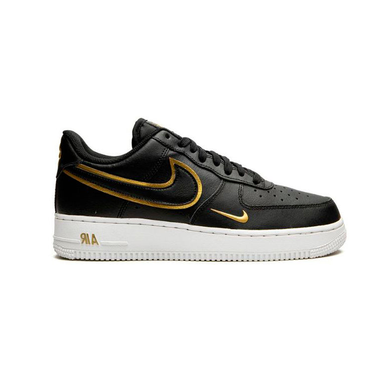 Nike Air Force 1 Low Double Swoosh Black Metallic Gold, Baskets Basses Unisexe Cuir – photo 1