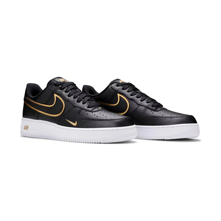 Nike Air Force 1 Low Double Swoosh Black Metallic Gold, Baskets Basses Unisexe Cuir – photo 2