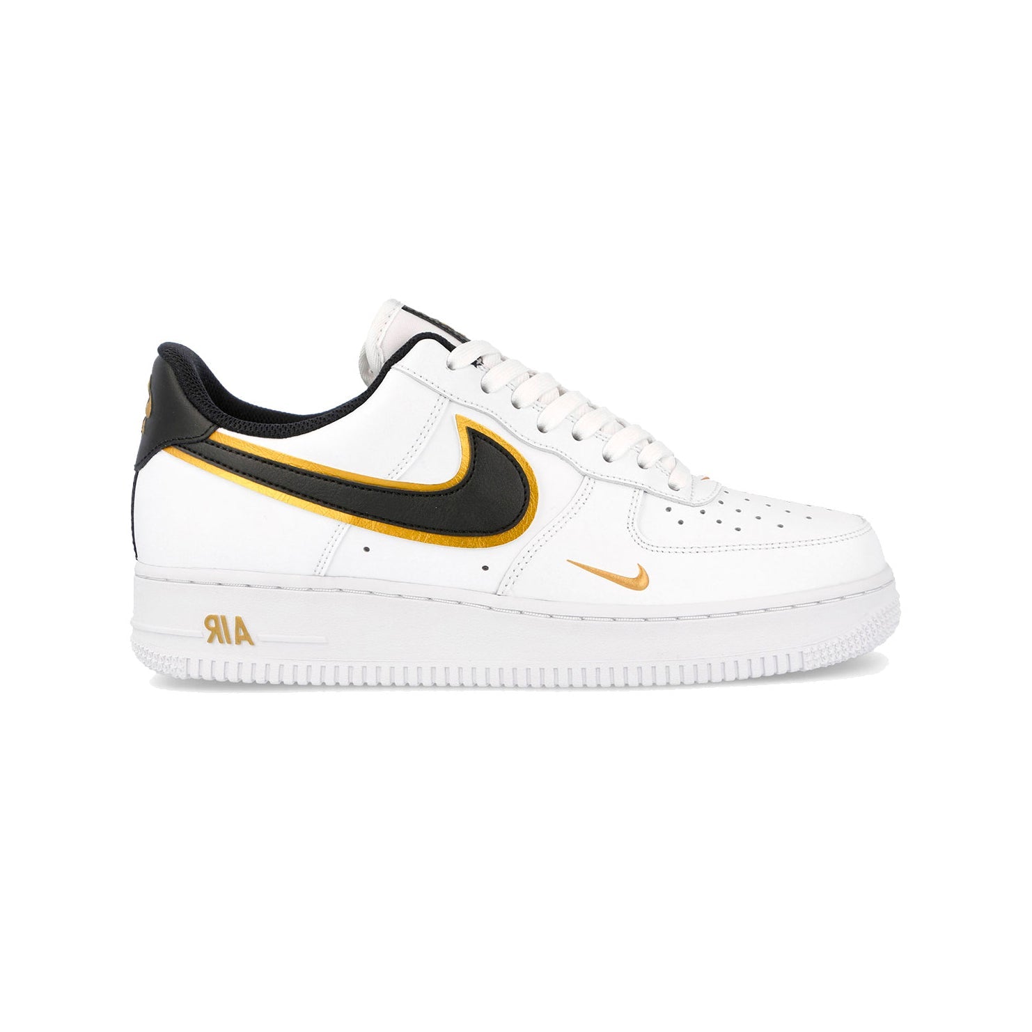 Nike Air Force 1 Low Double Swoosh White Metallic Gold, Baskets Basses Unisexe Cuir et Mesh – photo 1