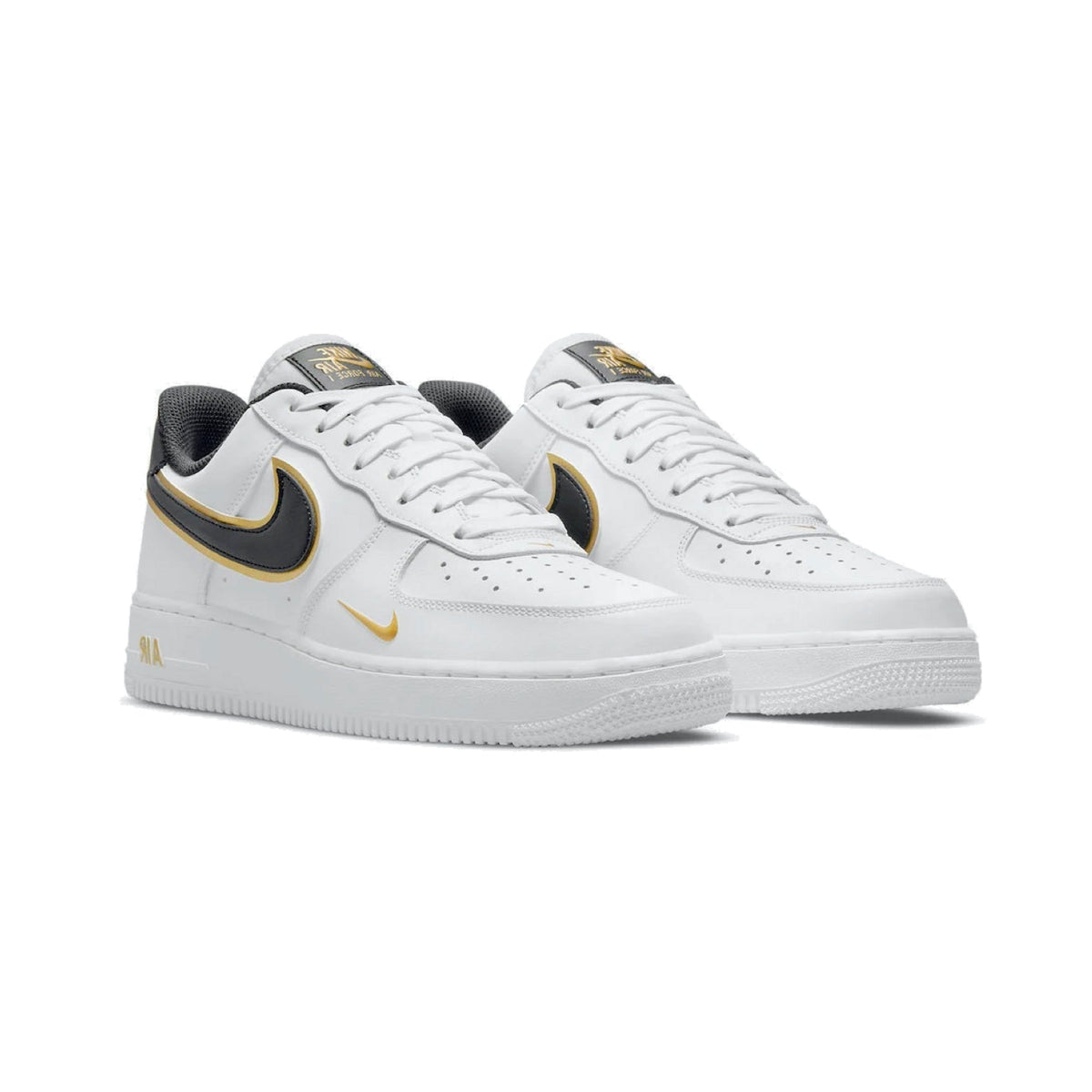 Nike Air Force 1 Low Double Swoosh White Metallic Gold Baskets Blanc Mixte - 2