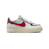 Nike Air Force 1 Shadow White Red Silver and Black, Baskets Basses Unisexe Cuir