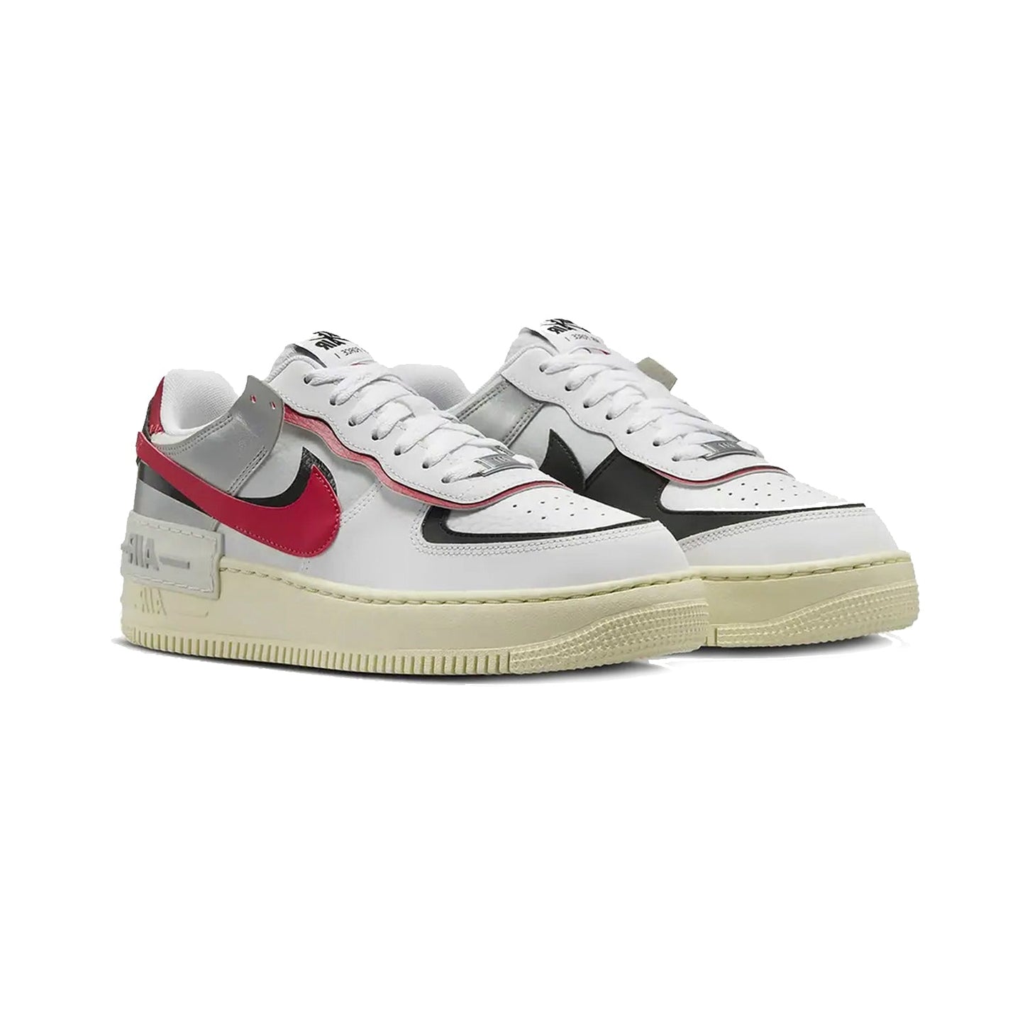 Nike Air Force 1 Shadow White Red Silver and Black, Baskets Basses Unisexe Cuir – photo 2