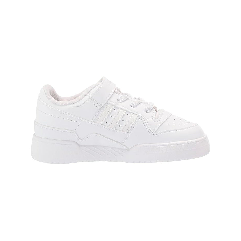 Adidas Forum Low White baskets basses enfant en cuir blanc, vue de profil
