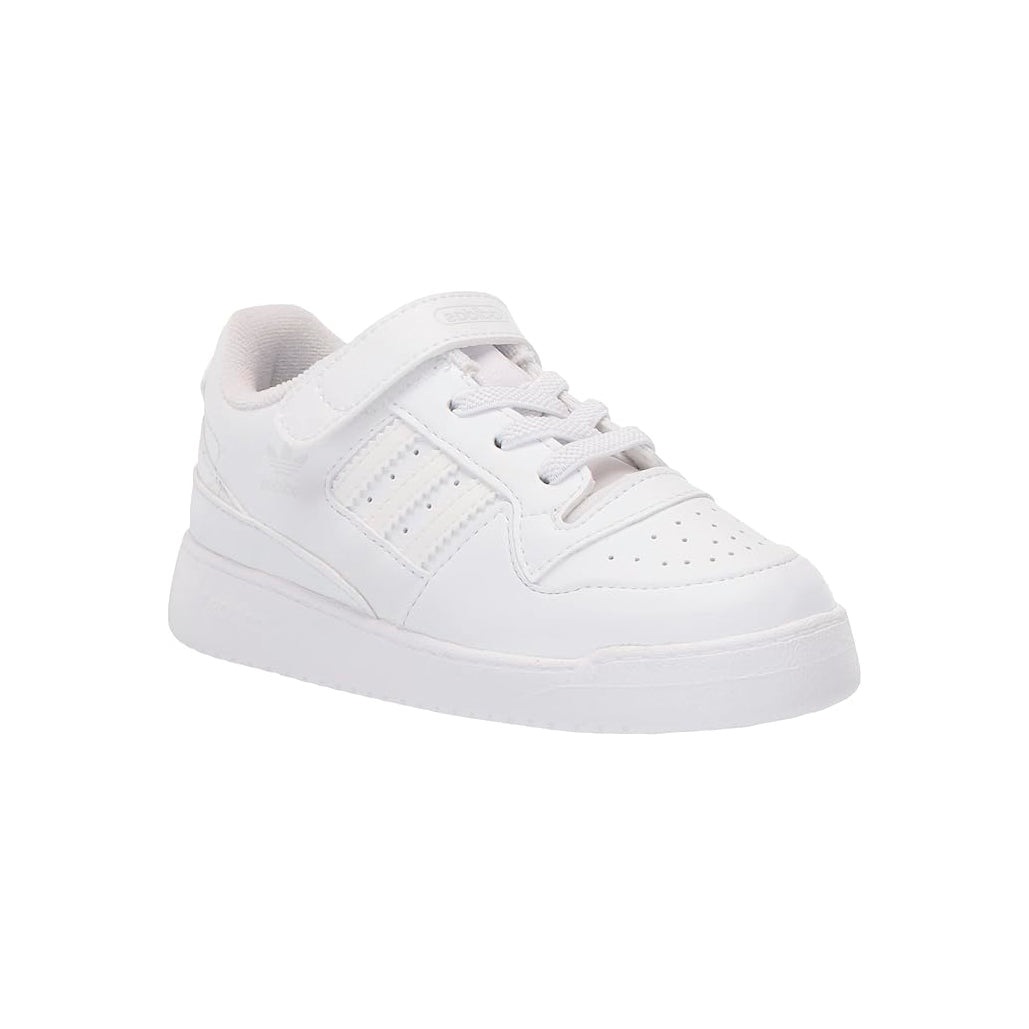 Adidas Forum Low White baskets basses enfant en cuir blanc, vue de face