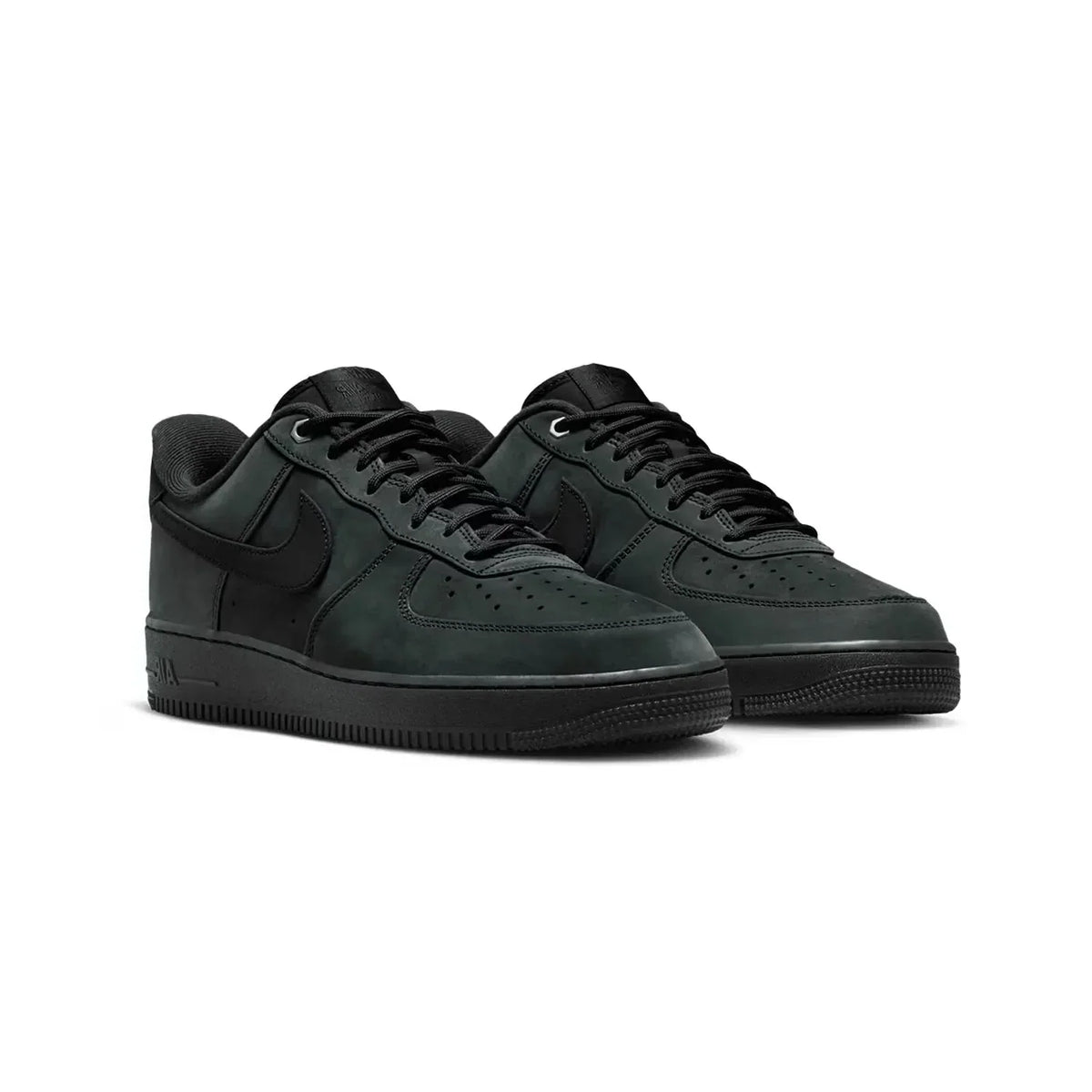 Nike Air Force 1 Low Black Nubuck Baskets Noir Homme Femme - 2