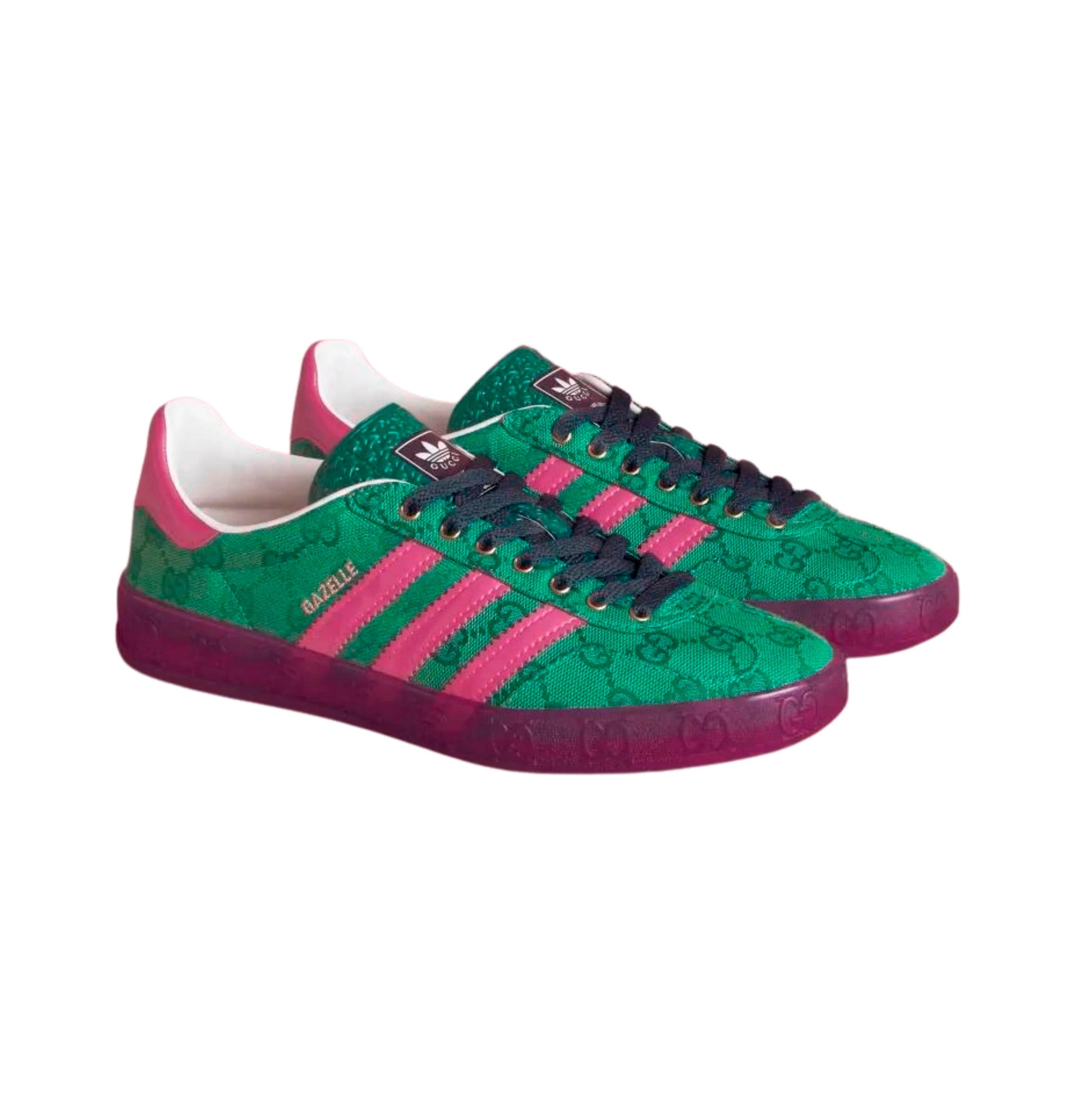 Sneakers basses Adidas Gazelle gucci gg monogram green & pink unisexe