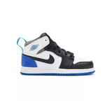 Air Jordan 1 Mid Enfant Royal Black Toe, Baskets Mi-Montantes en Cuir, Amorti Air