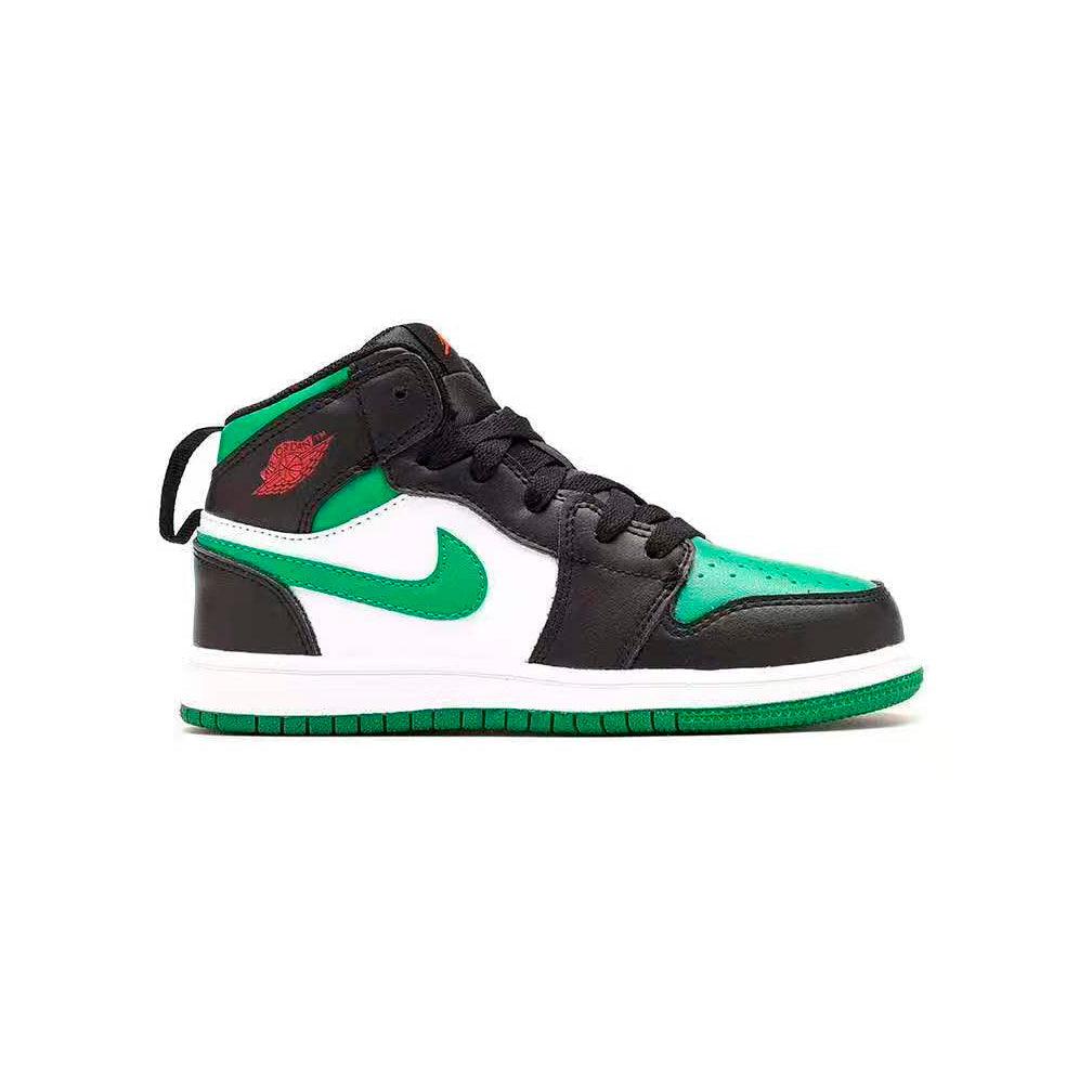 Jordan Air Jordan 1 Mid Pine Green baskets mi-montantes enfant en cuir vert, vue de profil