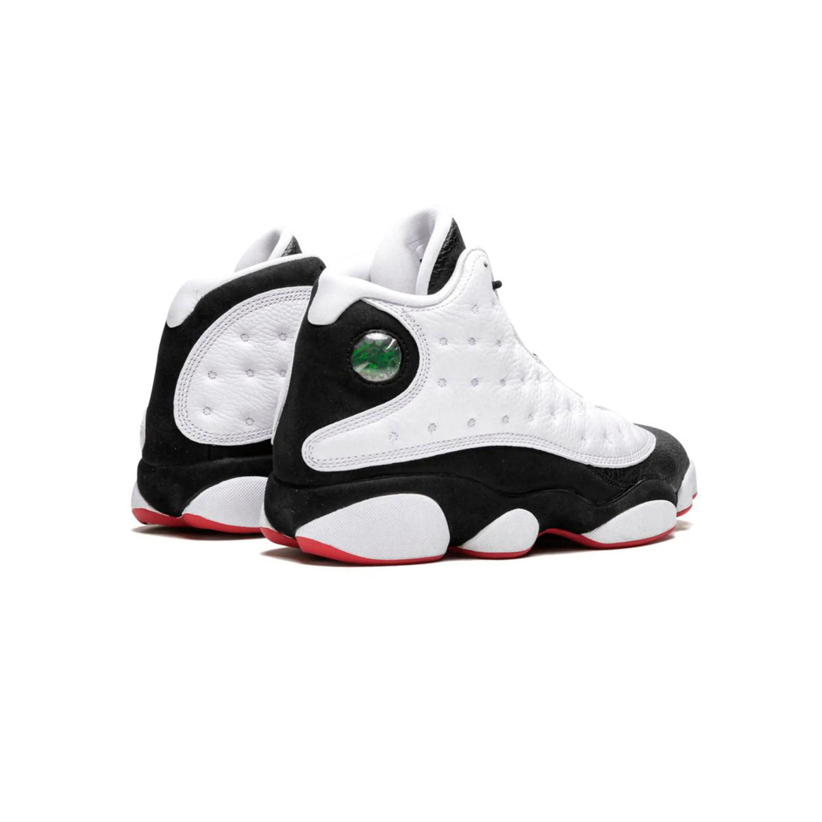 Air Jordan 13 He Got Game baskets homme et femme en daim noir blanc, vue de face