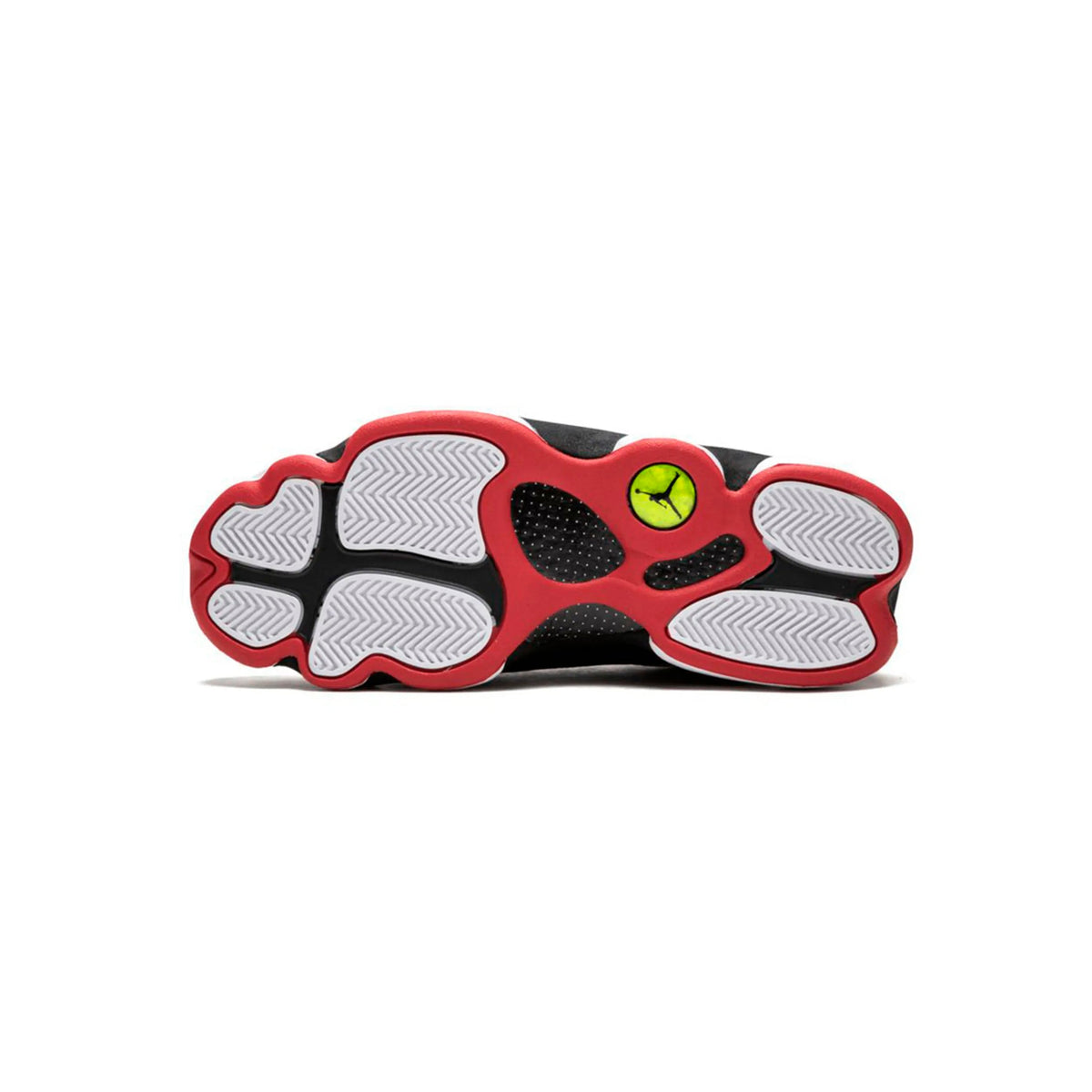 Air Jordan 13 He Got Game baskets homme et femme en daim noir blanc, détail semelle