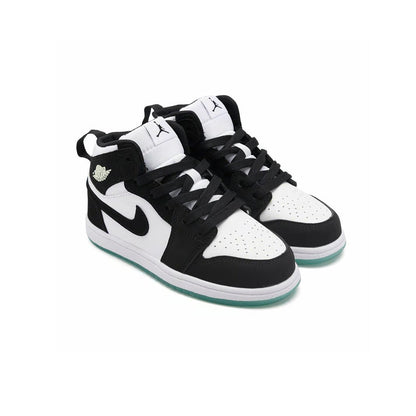 Jordan Air Jordan 1 Mid Panda baskets mi-montantes enfant en cuir noir blanc, vue de face