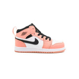 Air Jordan 1 Mid Enfant Pink Quartz, Baskets Mi-Montantes en Cuir, Amorti Air