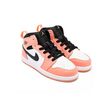 Jordan Air Jordan 1 Mid Pink Quartz baskets mi-montantes enfant en cuir rose, vue de face